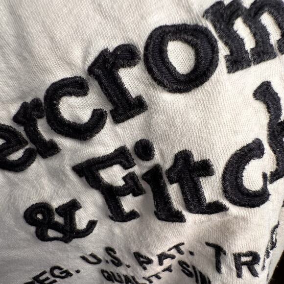 Men Abercrombie & Fitch Applique Spell Out Graphic Slub Knit Cotton T-Shirt Sz L - Picture 3 of 13